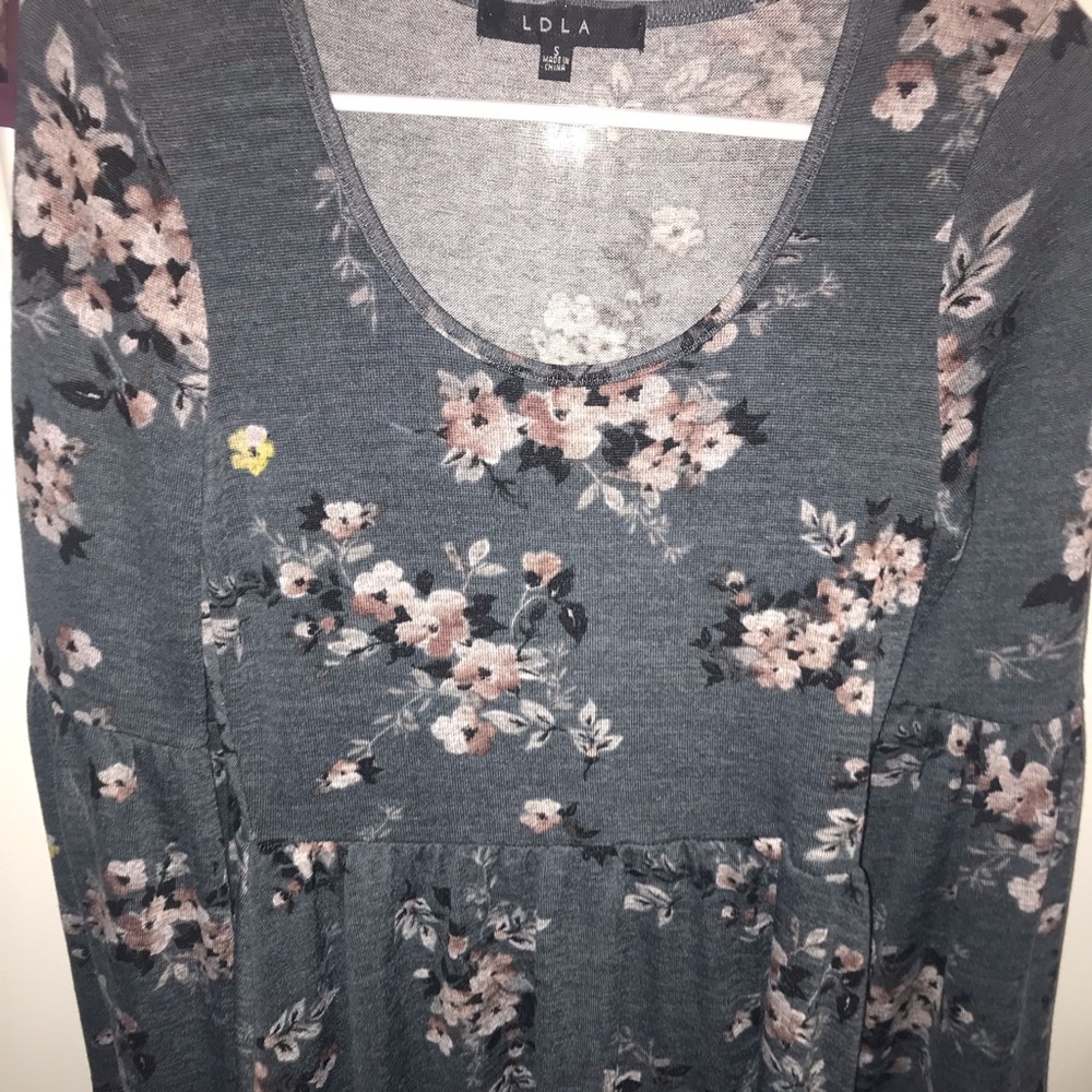 Flowered Long Sleeve Dress